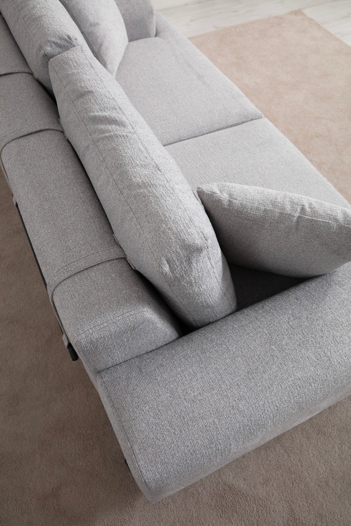 3-Sitzer Sofa Eti Grau - Naturholzrahmen