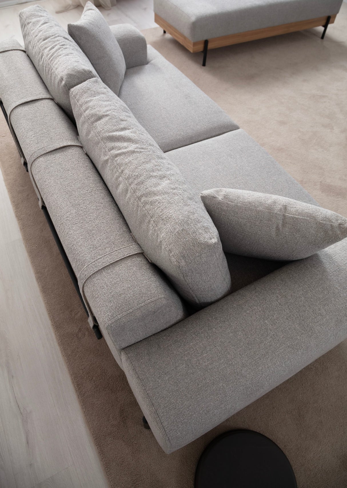 3-Sitzer Sofa Eti Grau - Naturholzrahmen