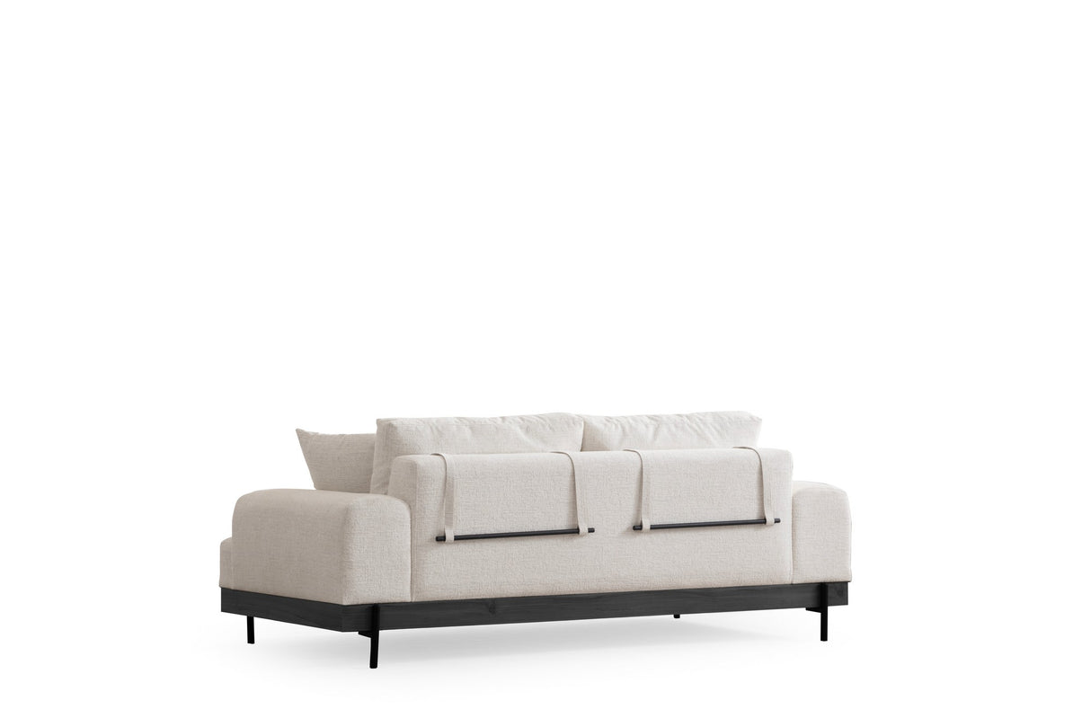 3-Sitzer Sofa Eti Weiß - Schwarz Holzrahmen