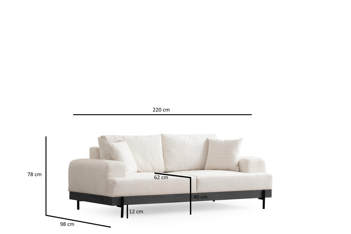 3-Sitzer Sofa Eti Weiß - Schwarz Holzrahmen