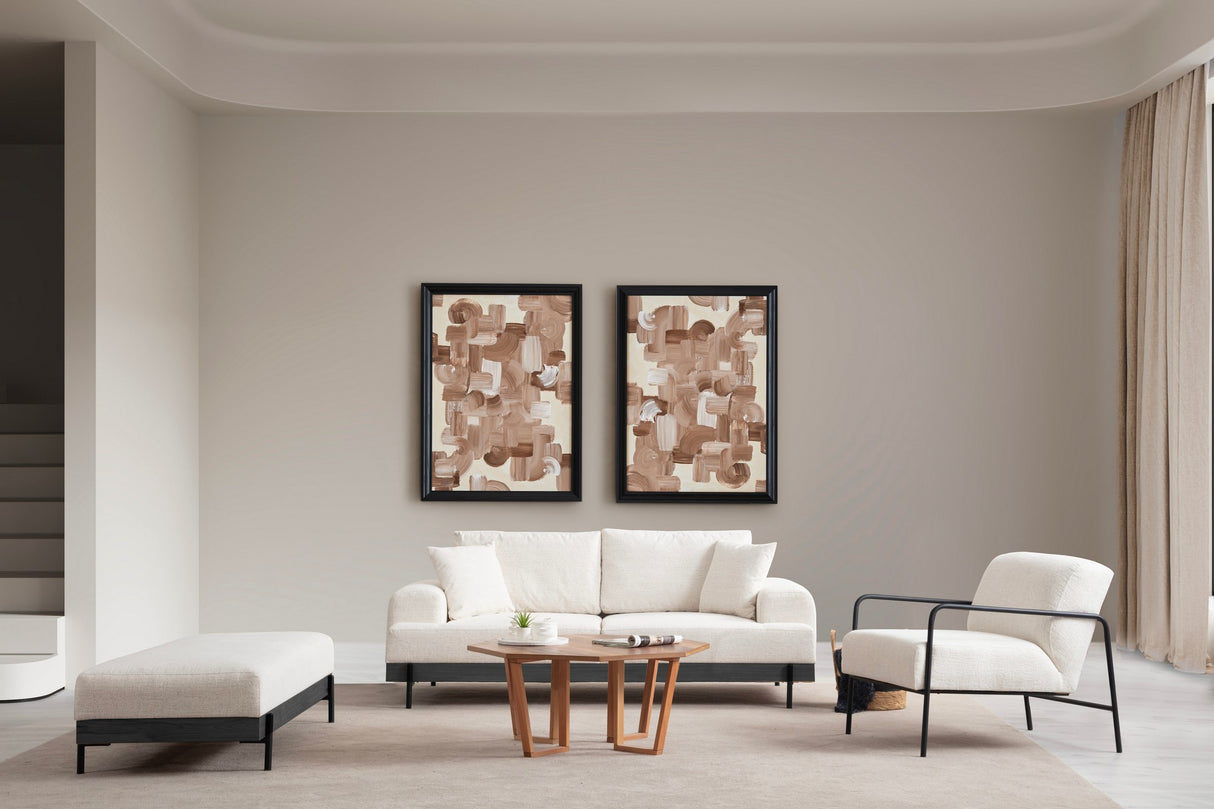3-Sitzer Sofa Eti Weiß - Schwarz Holzrahmen