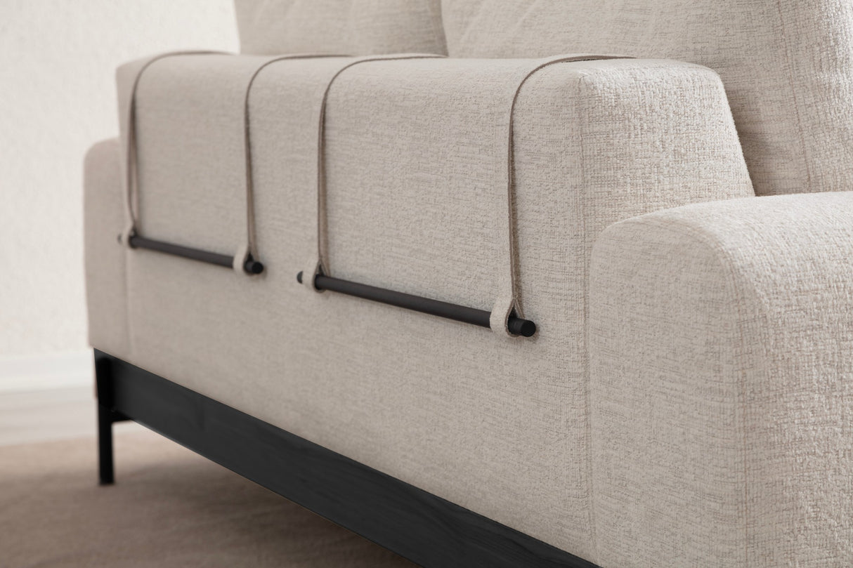 3-Sitzer Sofa Eti Weiß - Schwarz Holzrahmen