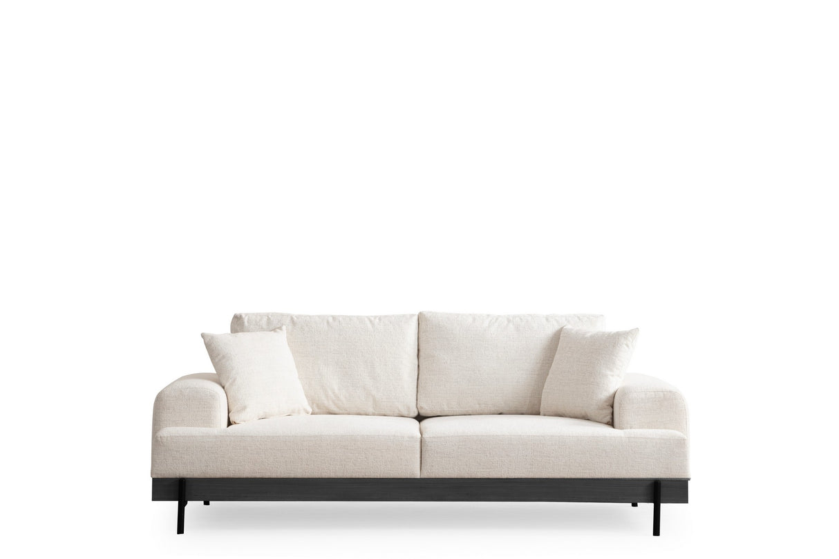 3-Sitzer Sofa Eti Weiß - Schwarz Holzrahmen