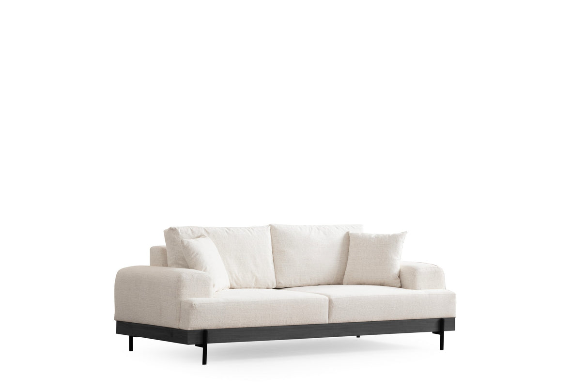 3-Sitzer Sofa Eti Weiß - Schwarz Holzrahmen