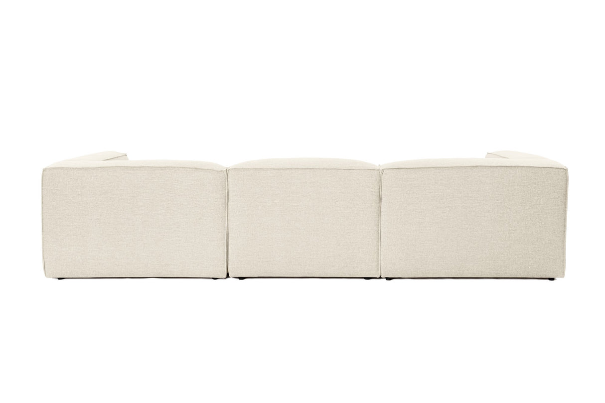 Modulares Ecksofa mit losen Hockern ecru-beige Leinenstoff Fora - links