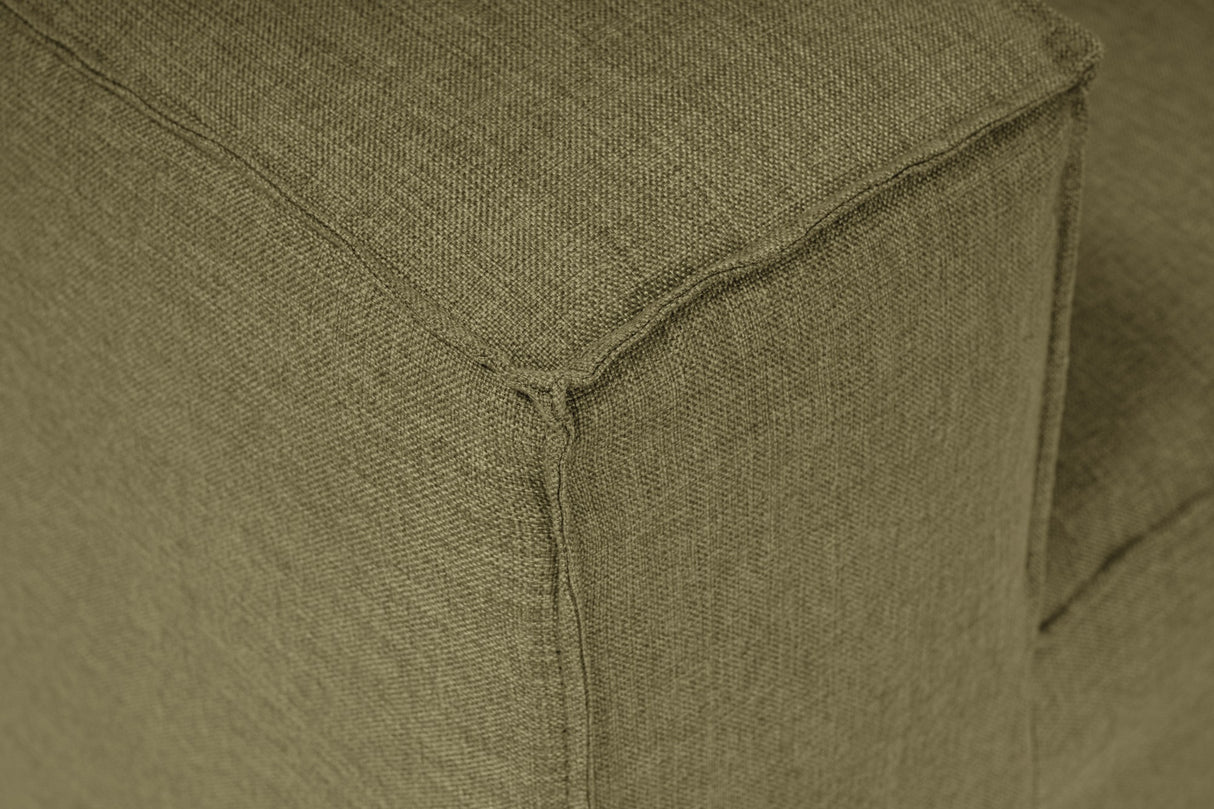 Modulares Ecksofa Fora mit separatem Hocker aus Leinenstoff – Grün
