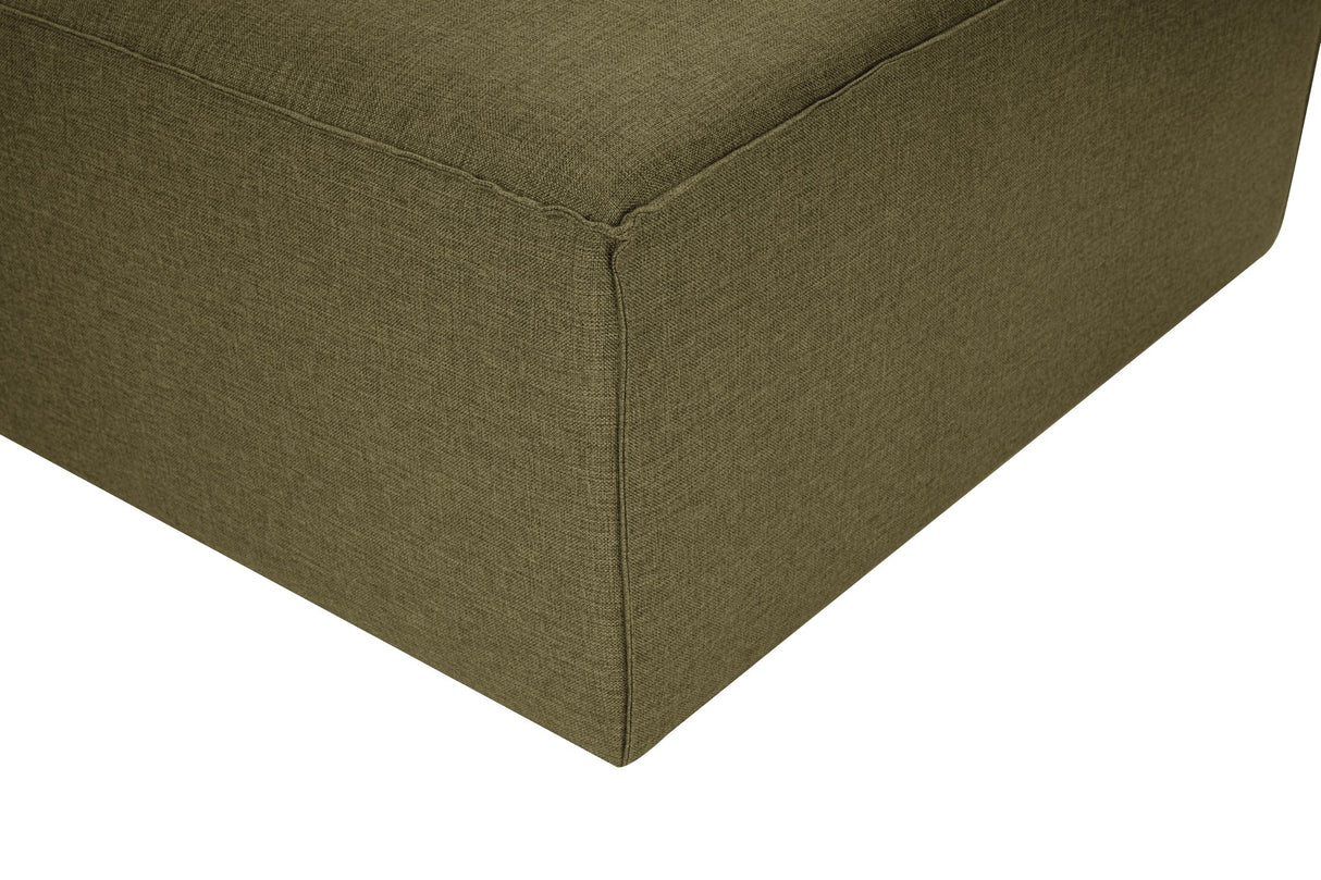 Modulares Ecksofa Fora mit separatem Hocker aus Leinenstoff – Grün