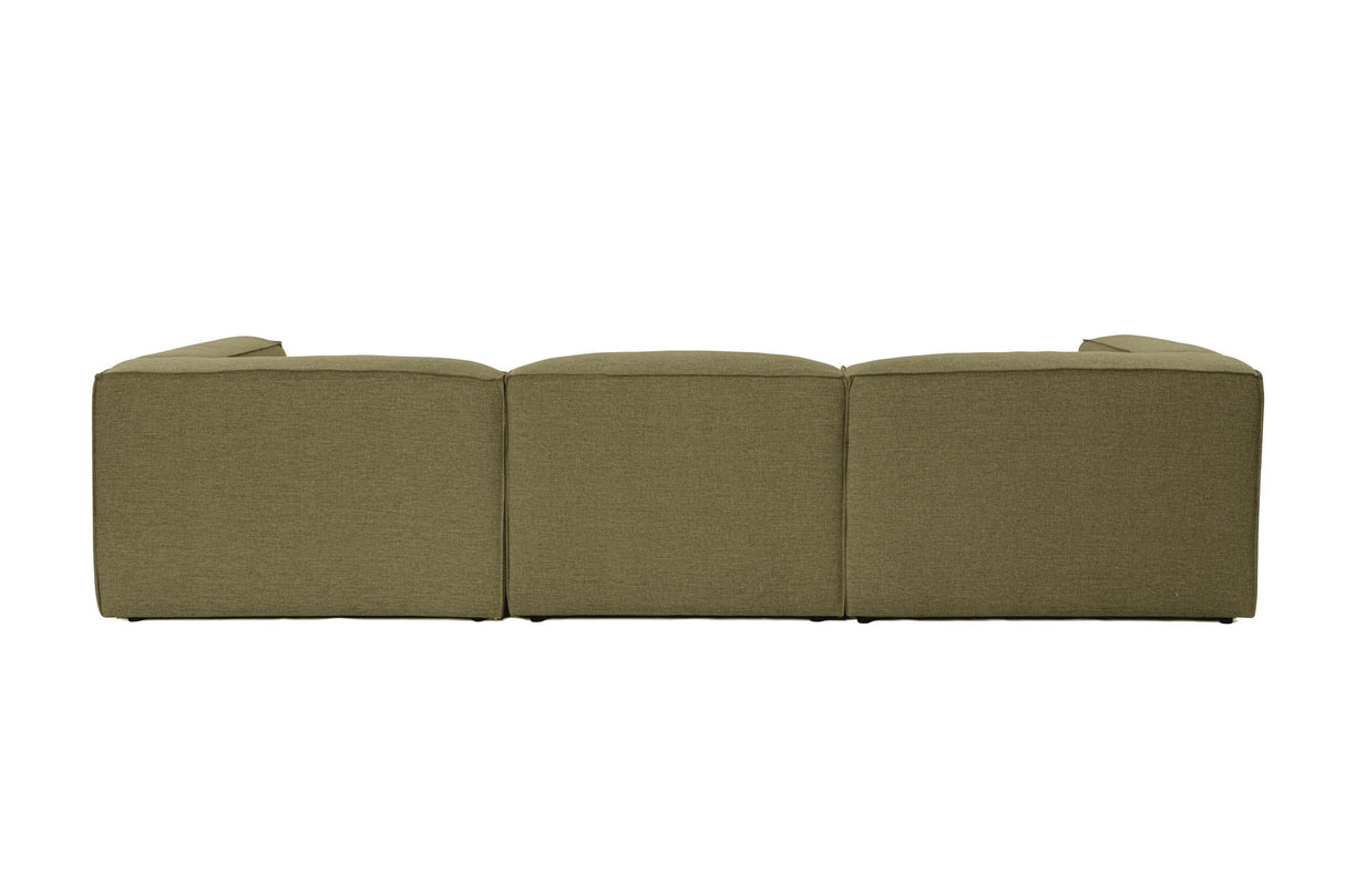 Modulares Ecksofa Fora mit separatem Hocker aus Leinenstoff – Grün