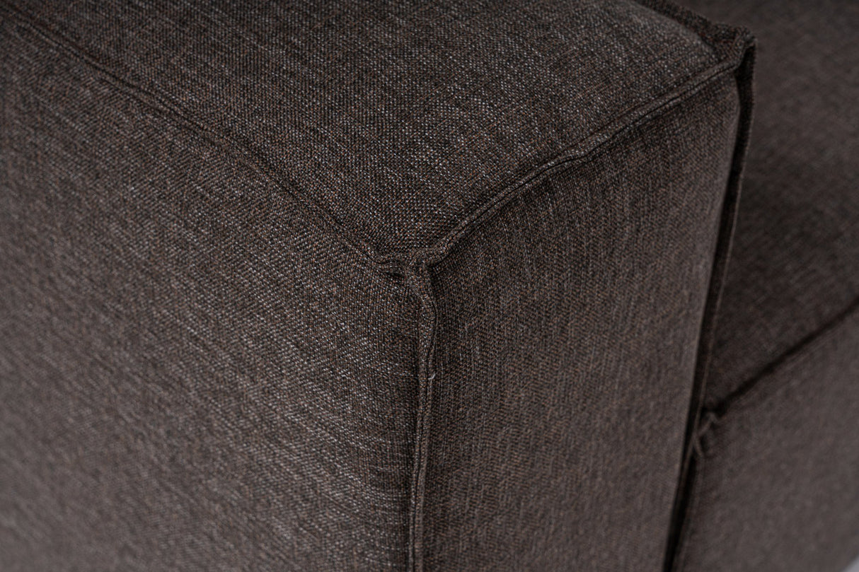 Modulares Ecksofa mit losen Hockern, dunkelbrauner Leinenstoff Fora