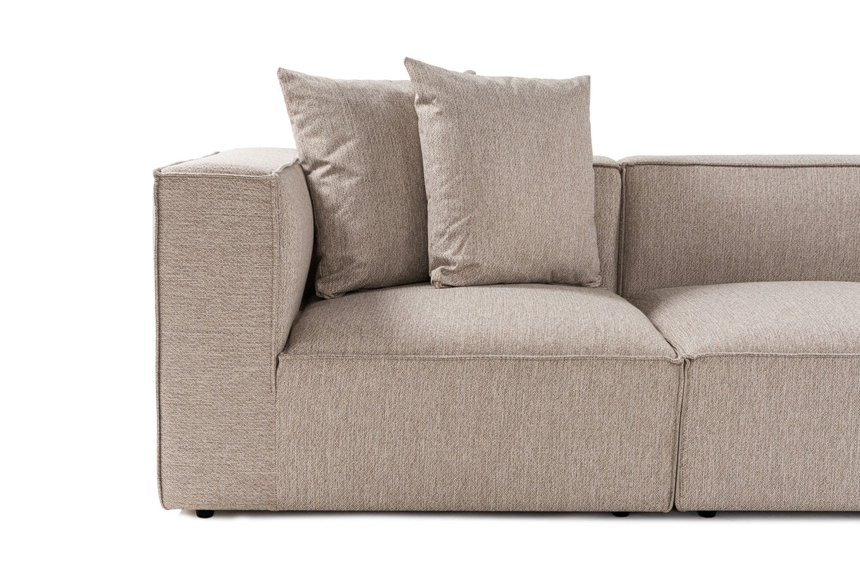 Modulare XXL-Ecksofa beige Leinen 430 cm breit Sora - rechts