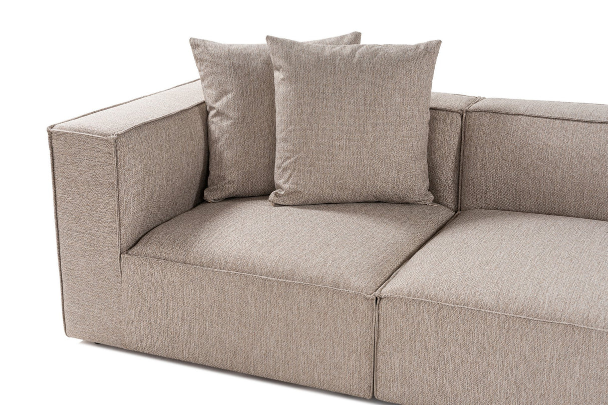 Modulare XXL-Ecksofa beige Leinen 430 cm breit Sora - rechts
