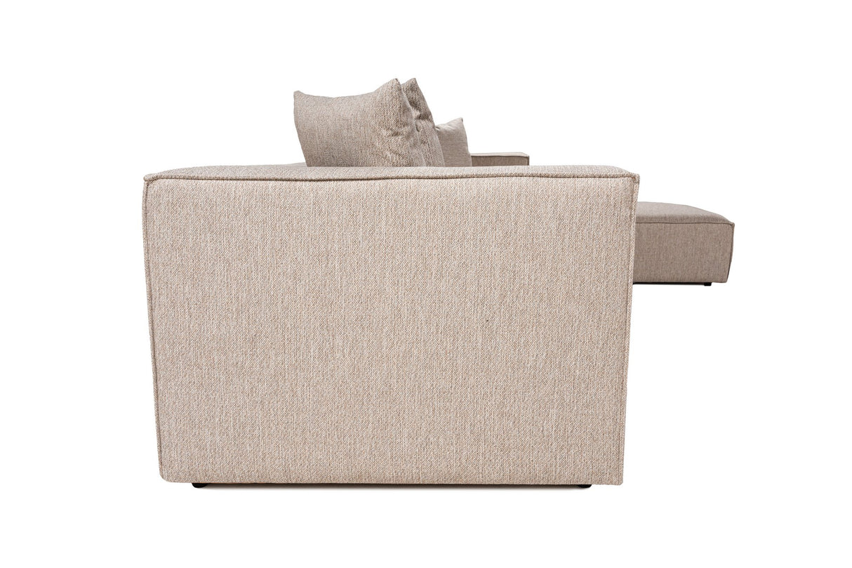 Modulare XXL-Ecksofa beige Leinen 430 cm breit Sora - rechts