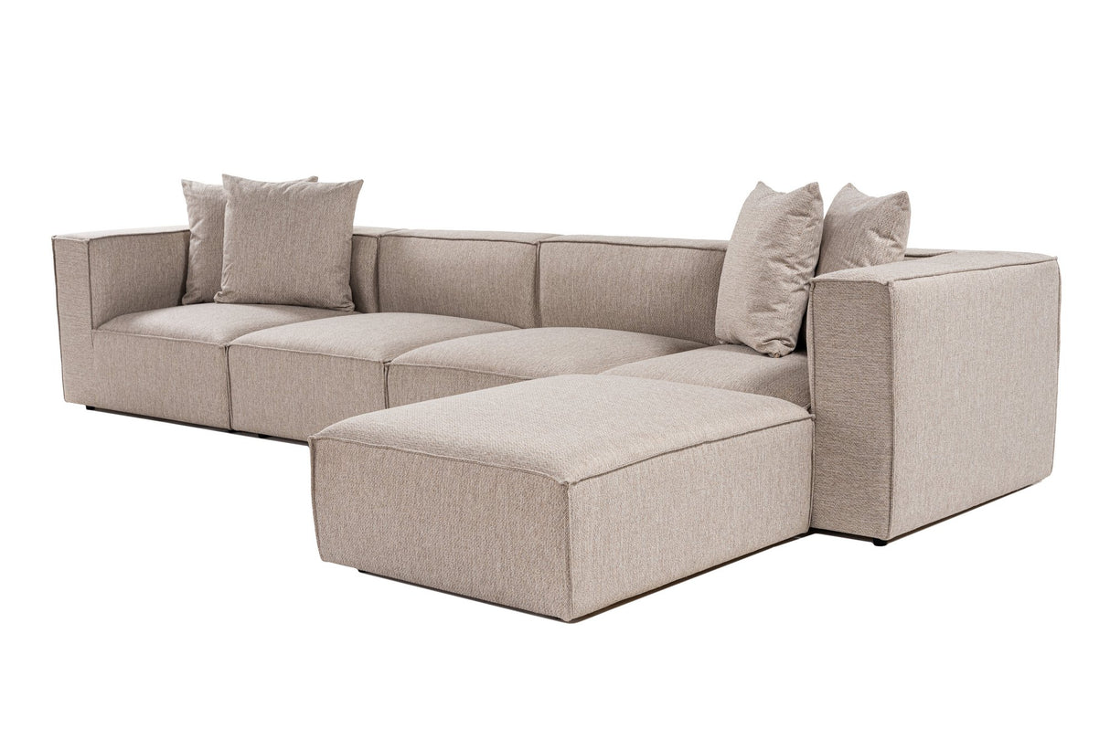 Modulare XXL-Ecksofa beige Leinen 430 cm breit Sora - rechts