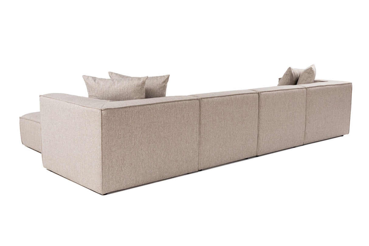 Modulare XXL-Ecksofa beige Leinen 430 cm breit Sora - rechts