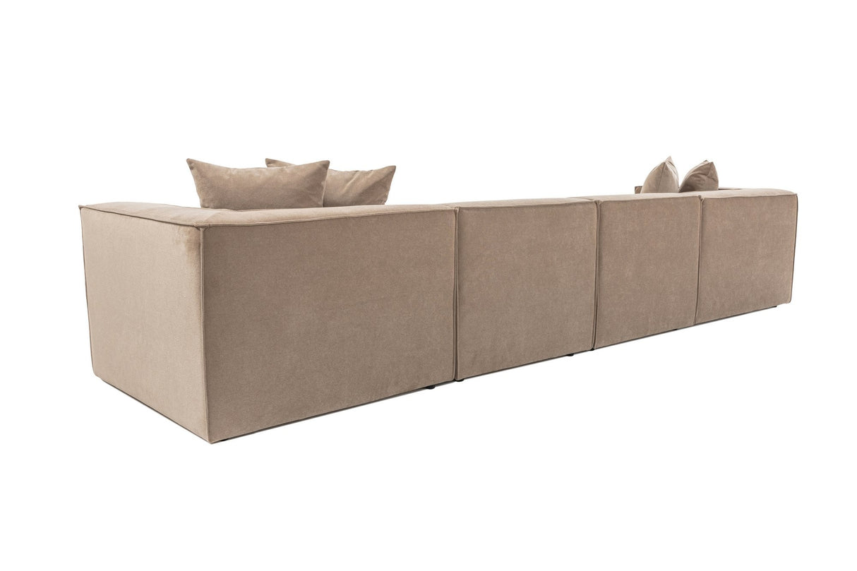 Modulares XXL-Ecksofa Cappucino Leinen 430 cm Sora
