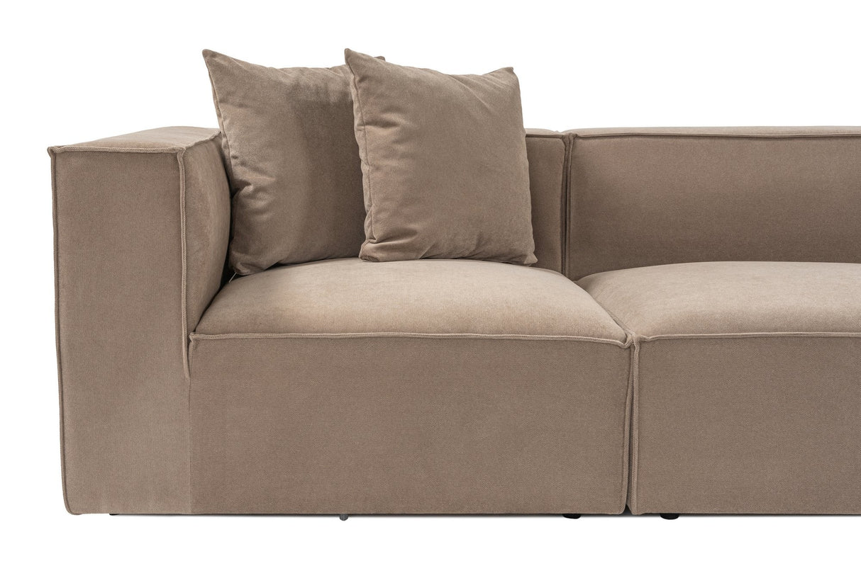 Modulares XXL-Ecksofa Cappuccino Leinen 430 cm Sora - rechts