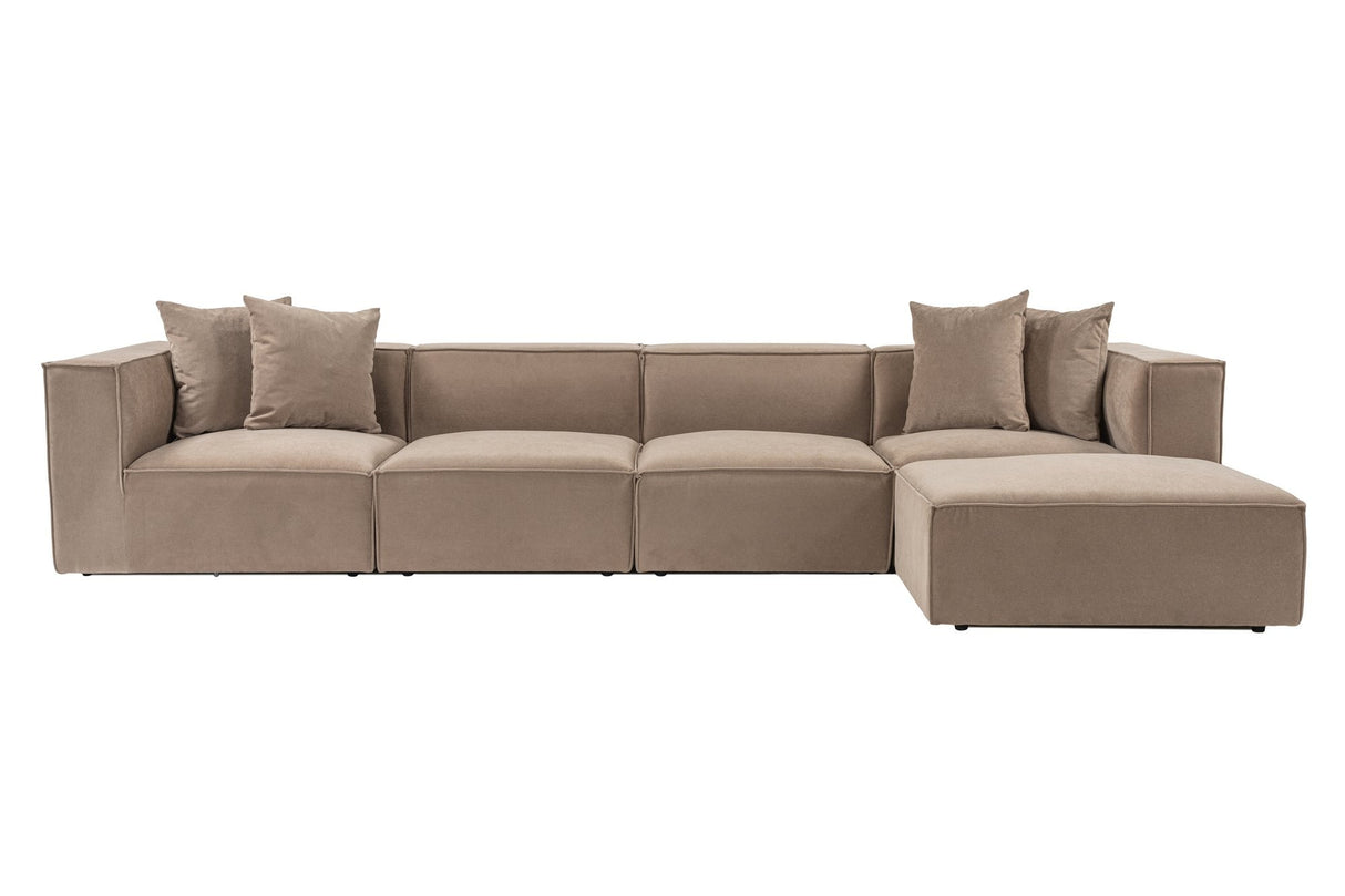 Modulares XXL-Ecksofa Cappucino Leinen 430 cm Sora