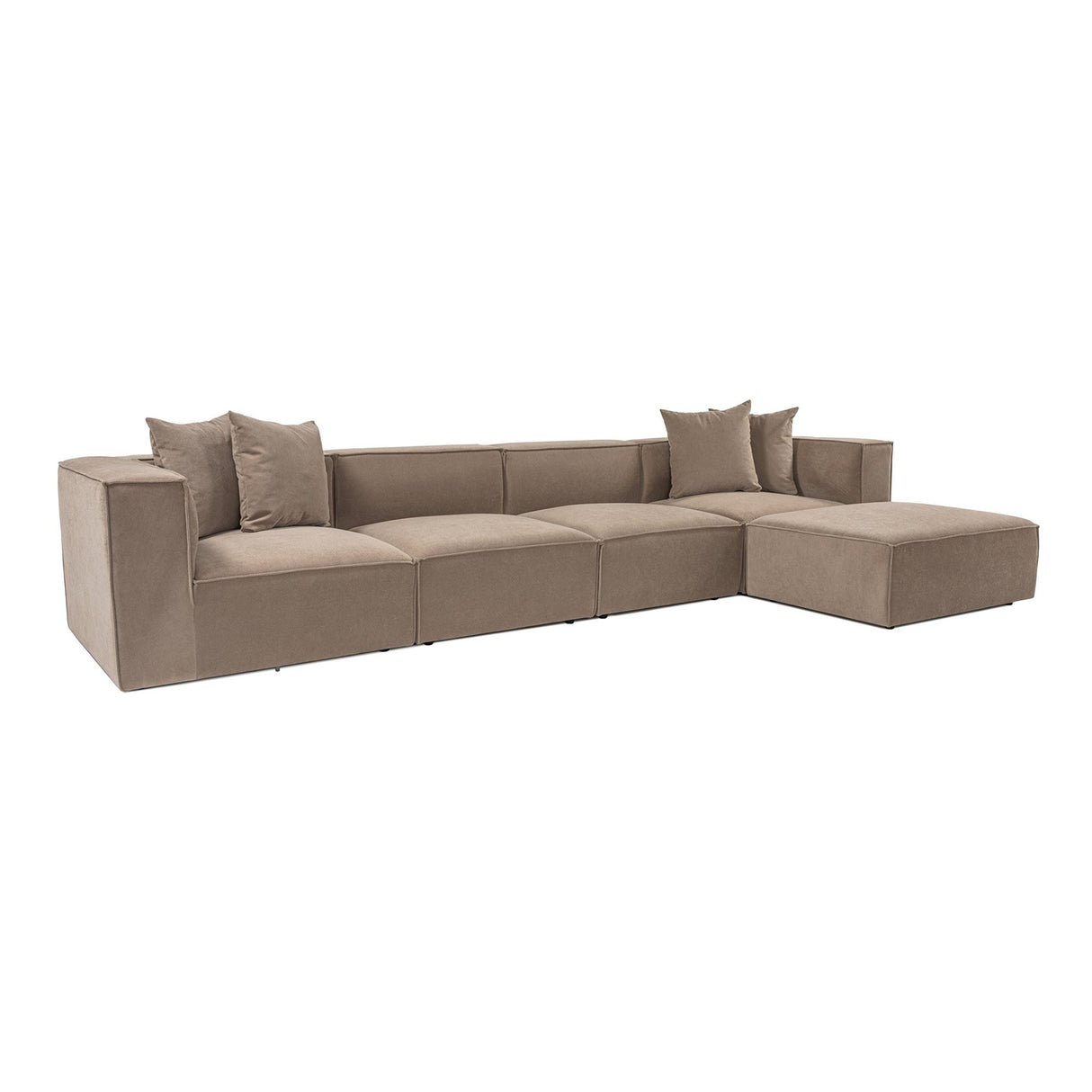 Modulares XXL-Ecksofa Cappuccino Leinen 430 cm Sora - rechts