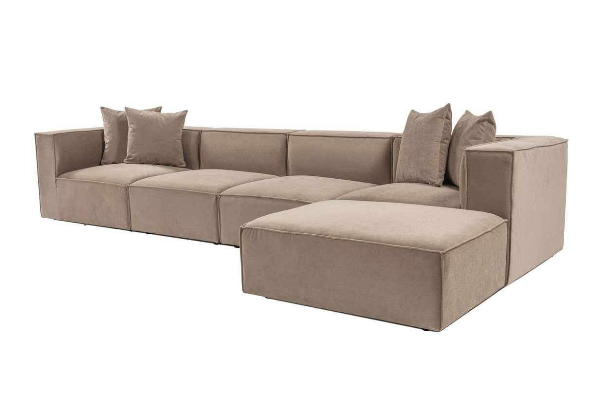 Modulares XXL-Ecksofa Cappucino Leinen 430 cm Sora