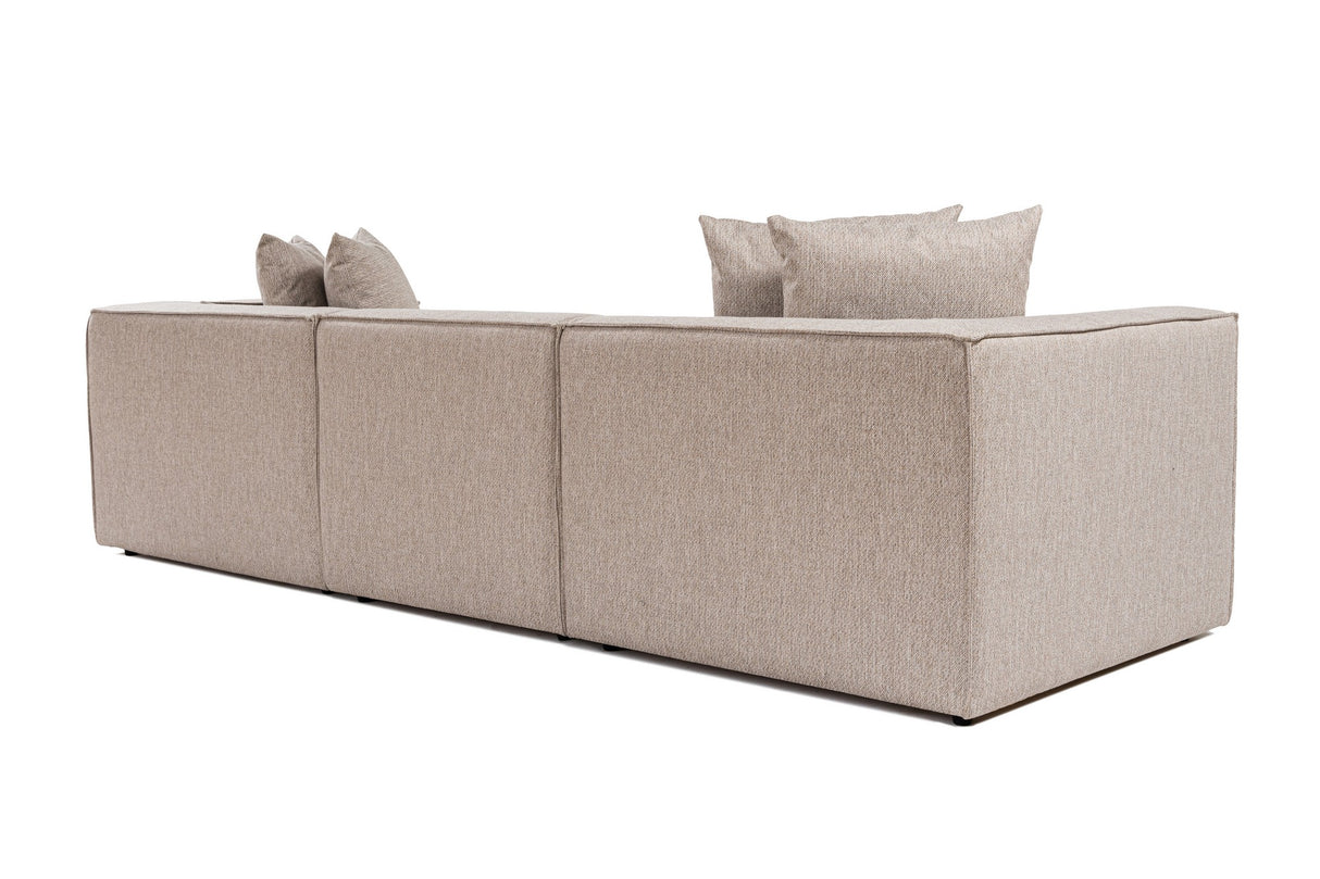 Modulares XXL 3-Sitzer Sofa Sora 325 cm breit in Beige Leinen