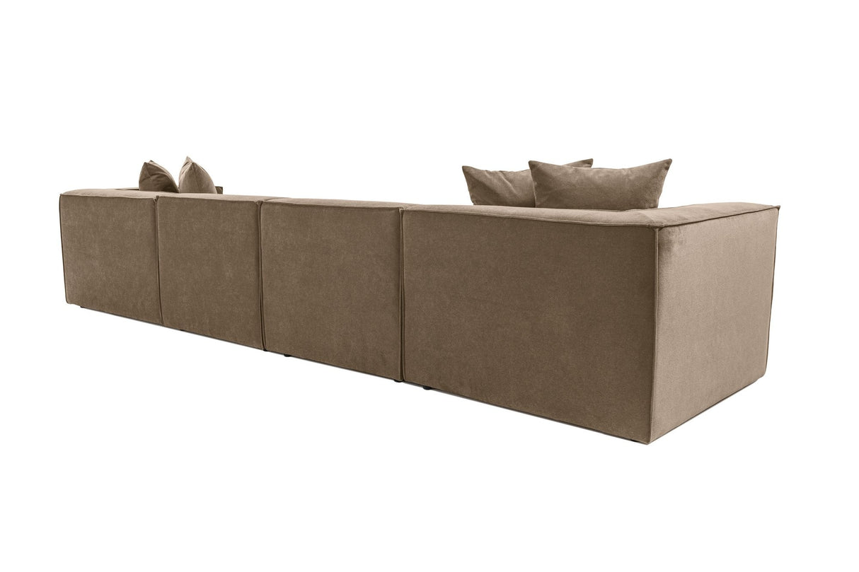 Modulares XXL-Ecksofa, taupefarbenes Leinen, 430 cm breit, Sora