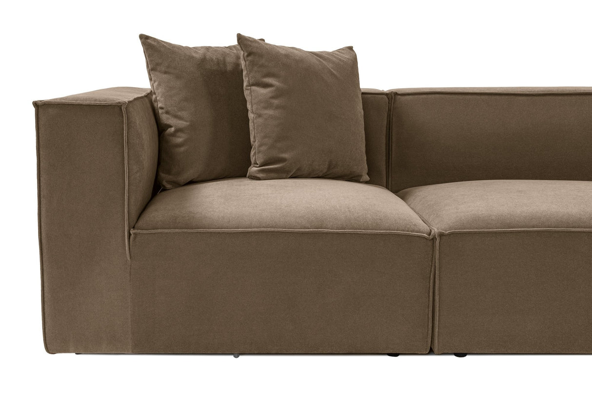Modulares XXL-Ecksofa, taupefarbenes Leinen, 430 cm breit, Sora