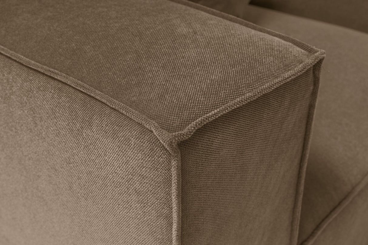 Modulares XXL-Ecksofa, taupefarbenes Leinen, 430 cm breit, Sora