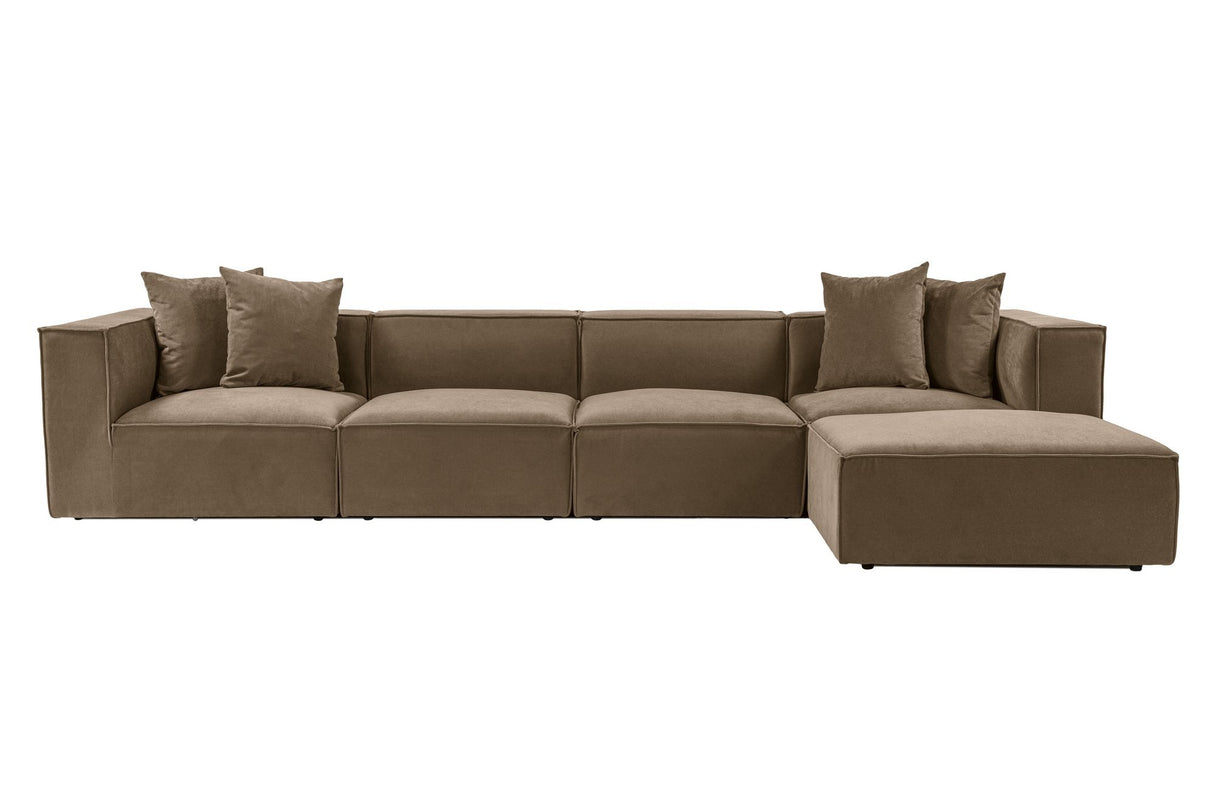 Modulares XXL-Ecksofa, taupefarbenes Leinen, 430 cm breit, Sora