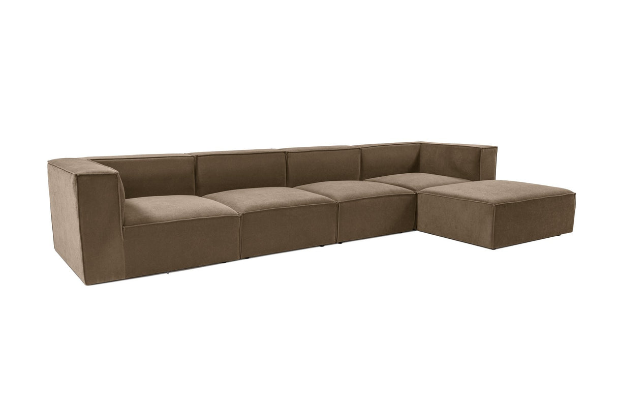Modulares XXL-Ecksofa, taupefarbenes Leinen, 430 cm breit, Sora