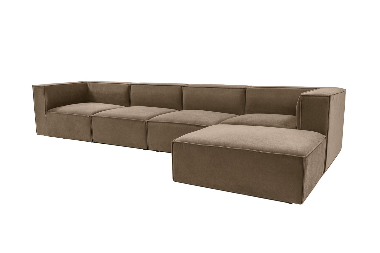 Modulares XXL-Ecksofa, taupefarbenes Leinen, 430 cm breit, Sora
