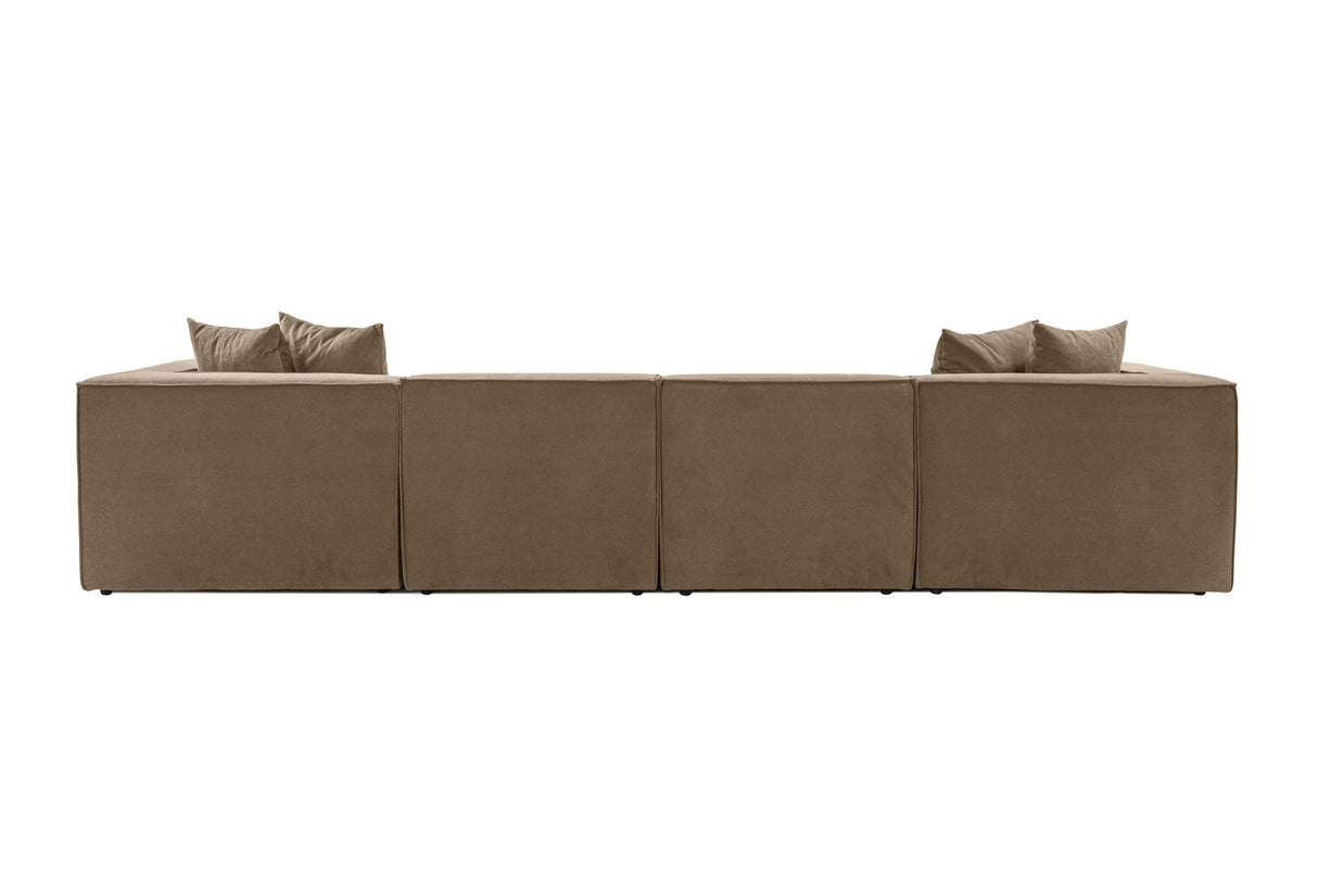 Modulares XXL-Ecksofa, taupefarbenes Leinen, 430 cm breit, Sora