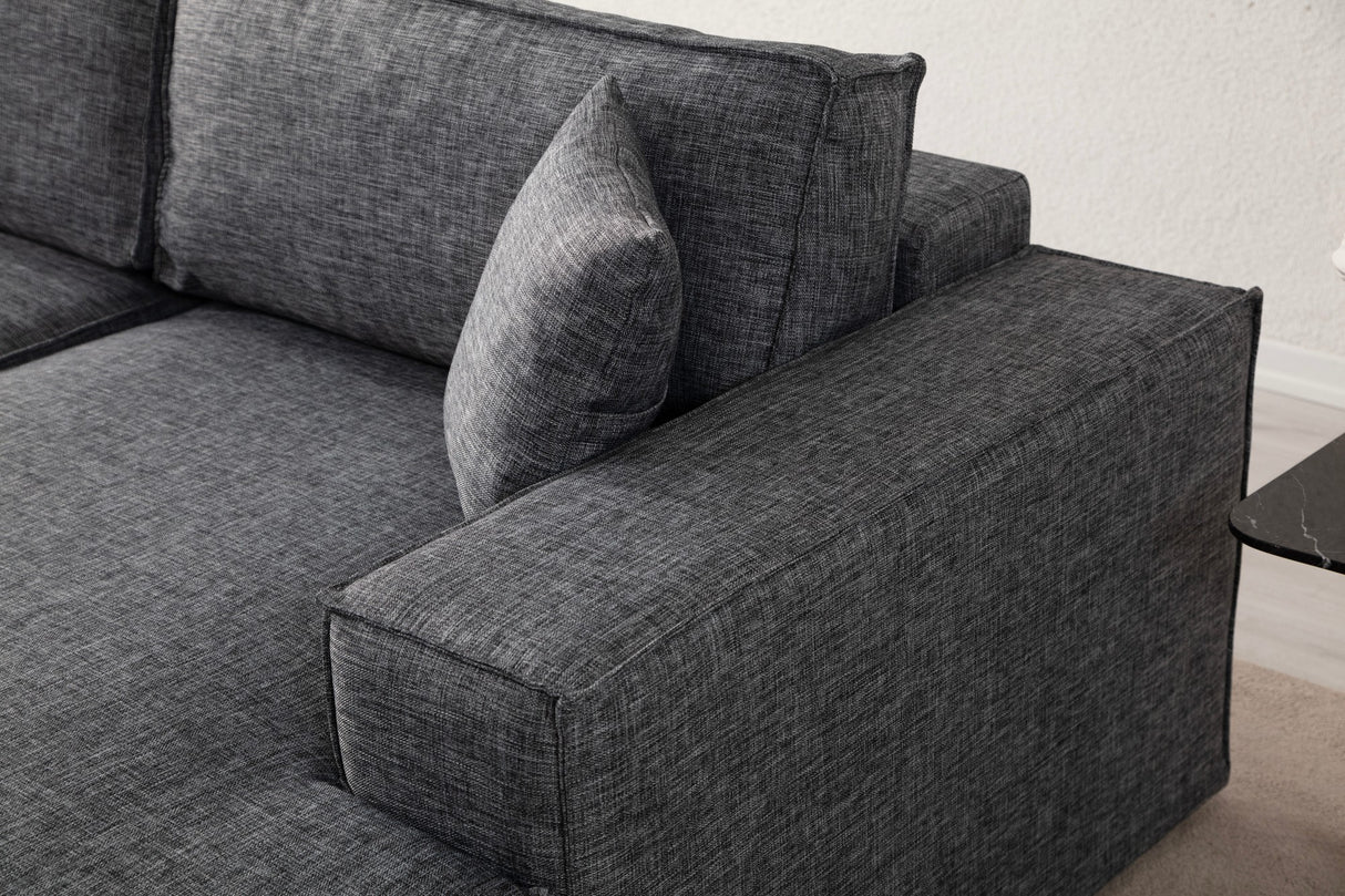 Banken - Slaapbank Antraciet stof - met opbergruimte - Rechts - 260 x 170 cm - Pirlo - Dimehouse