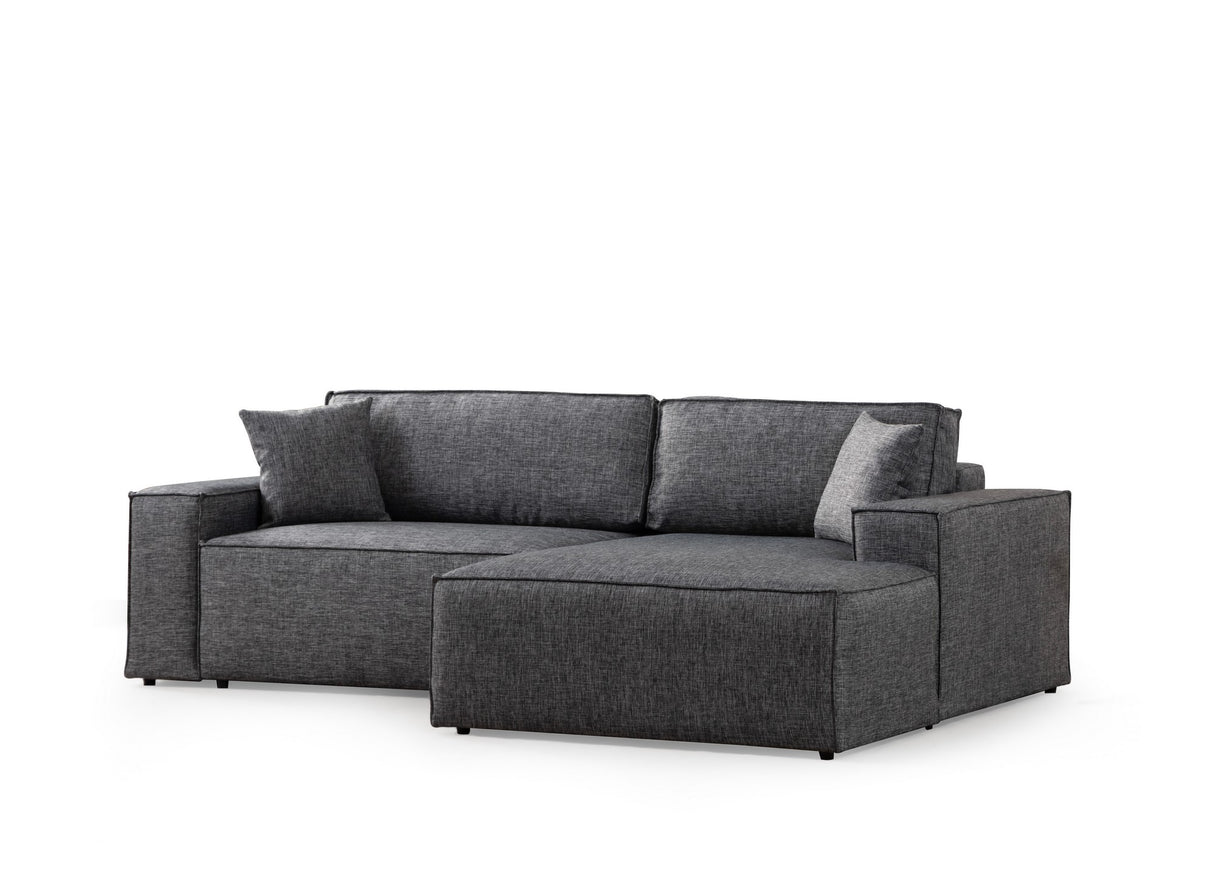 Banken - Slaapbank Antraciet stof - met opbergruimte - Rechts - 260 x 170 cm - Pirlo - Dimehouse