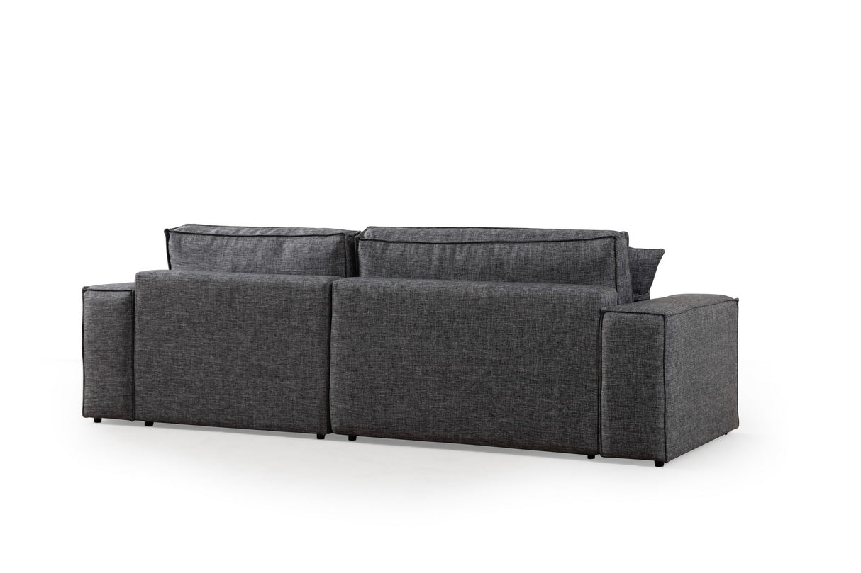 Banken - Slaapbank Antraciet stof - met opbergruimte - Rechts - 260 x 170 cm - Pirlo - Dimehouse