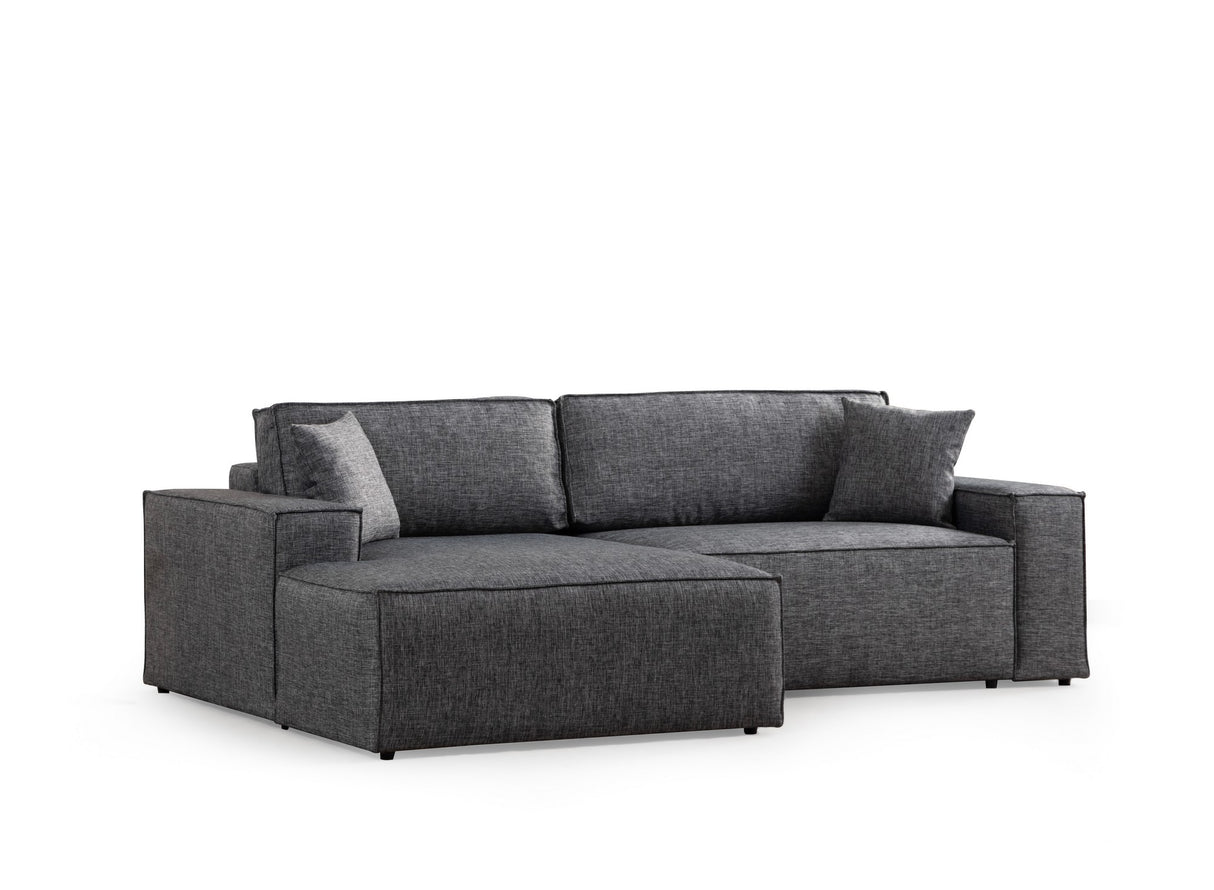 Schlafsofa aus anthrazitfarbenem Stoff - mit Stauraum - linksseitig - 260 x 170 cm - Pirlo