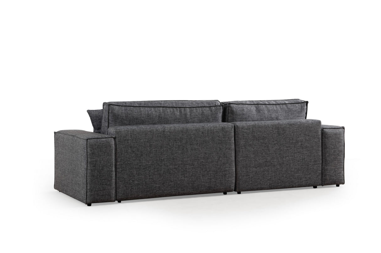 Schlafsofa aus anthrazitfarbenem Stoff - mit Stauraum - linksseitig - 260 x 170 cm - Pirlo