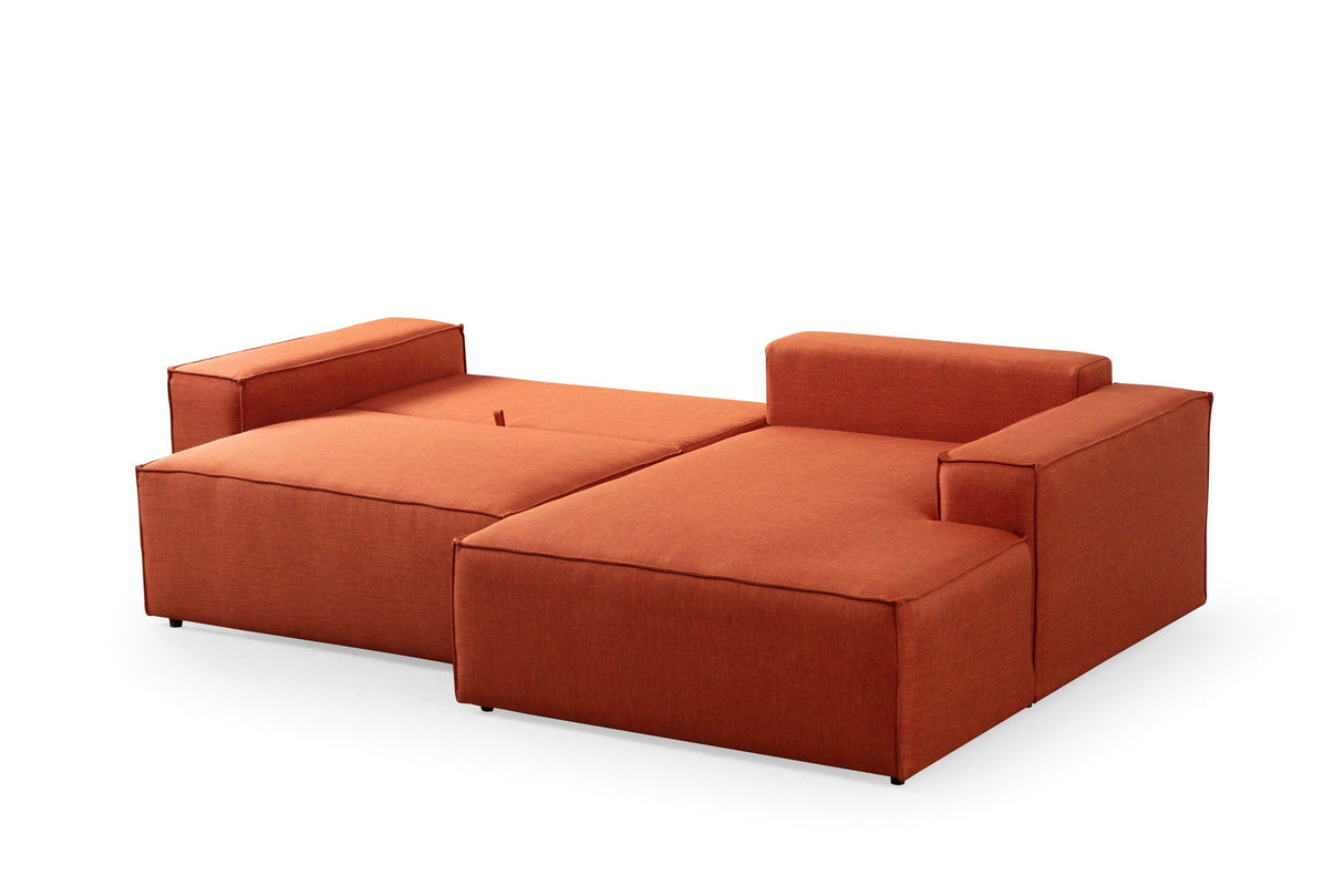 Schlafsofa aus Terracotta-Stoff - mit Stauraum - rechtsseitig - 260 x 170 cm - Pirlo