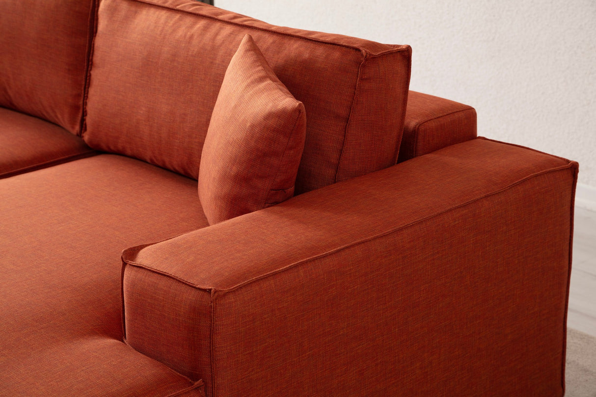 Schlafsofa aus Terracotta-Stoff - mit Stauraum - rechtsseitig - 260 x 170 cm - Pirlo