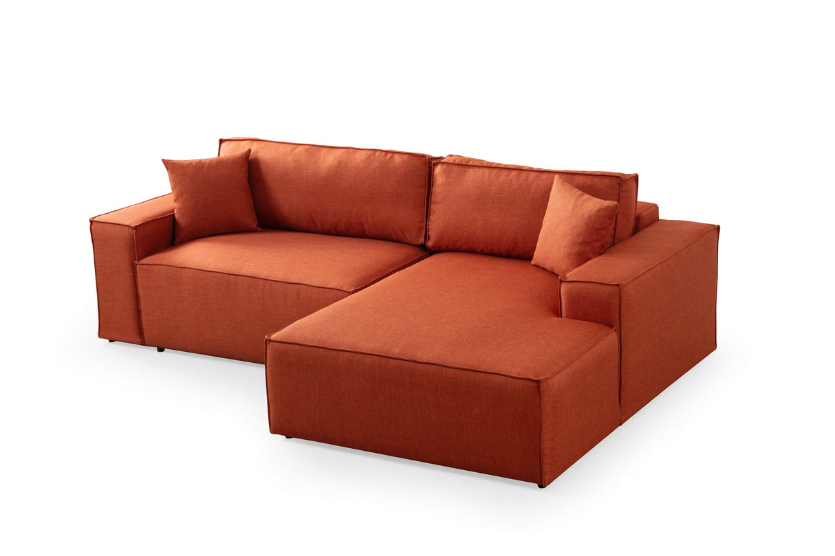 Schlafsofa aus Terracotta-Stoff - mit Stauraum - rechtsseitig - 260 x 170 cm - Pirlo