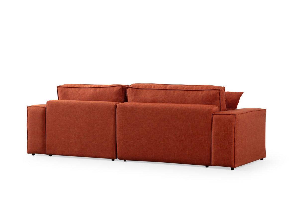 Schlafsofa aus Terracotta-Stoff - mit Stauraum - rechtsseitig - 260 x 170 cm - Pirlo