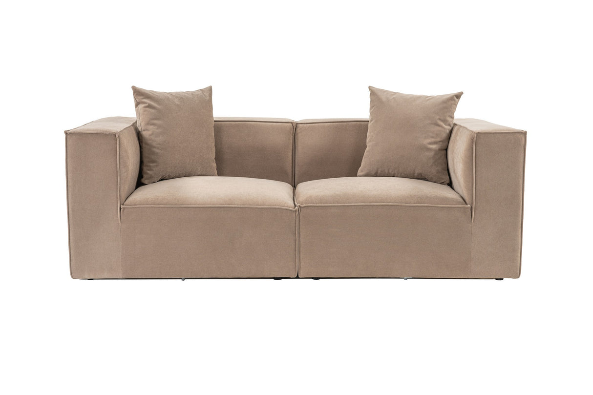 Modulares XXL 2-Sitzer-Sofa Sora 220 cm breit in Cappuccino-Leinen