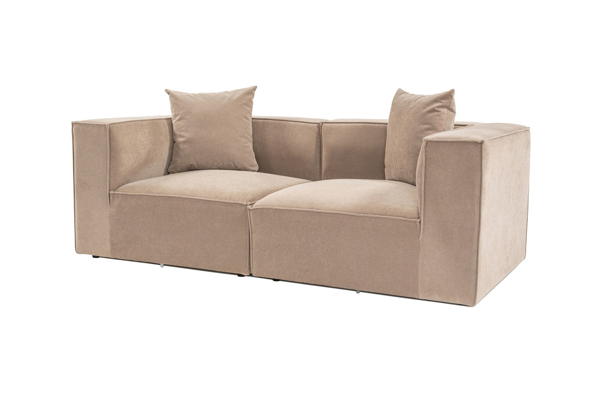 Modulares XXL 2-Sitzer-Sofa Sora 220 cm breit in Cappuccino-Leinen