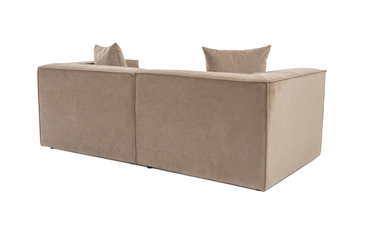 Modulares XXL 2-Sitzer-Sofa Sora 220 cm breit in Cappuccino-Leinen
