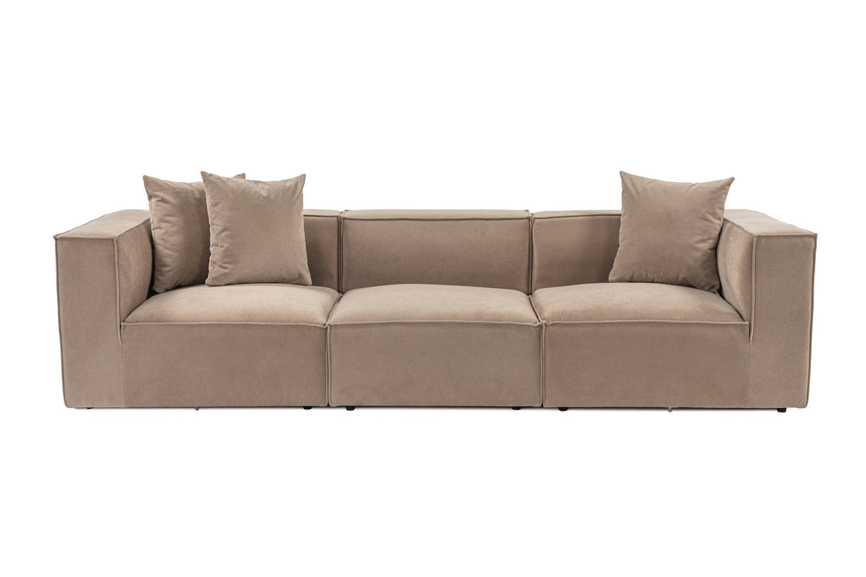 Modulares XXL 3-Sitzer-Sofa Sora 325 cm breit in Cappuccino-Leinen