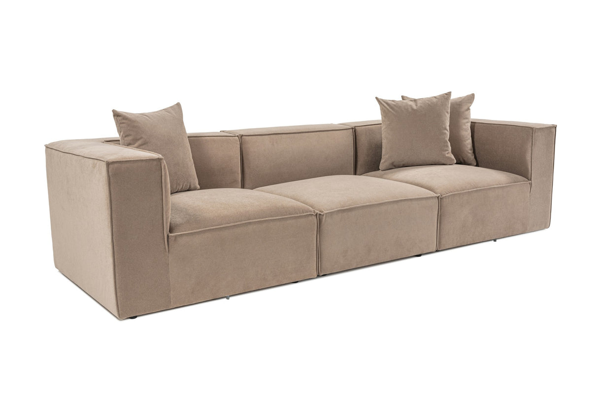 Modulares XXL 3-Sitzer-Sofa Sora 325 cm breit in Cappuccino-Leinen