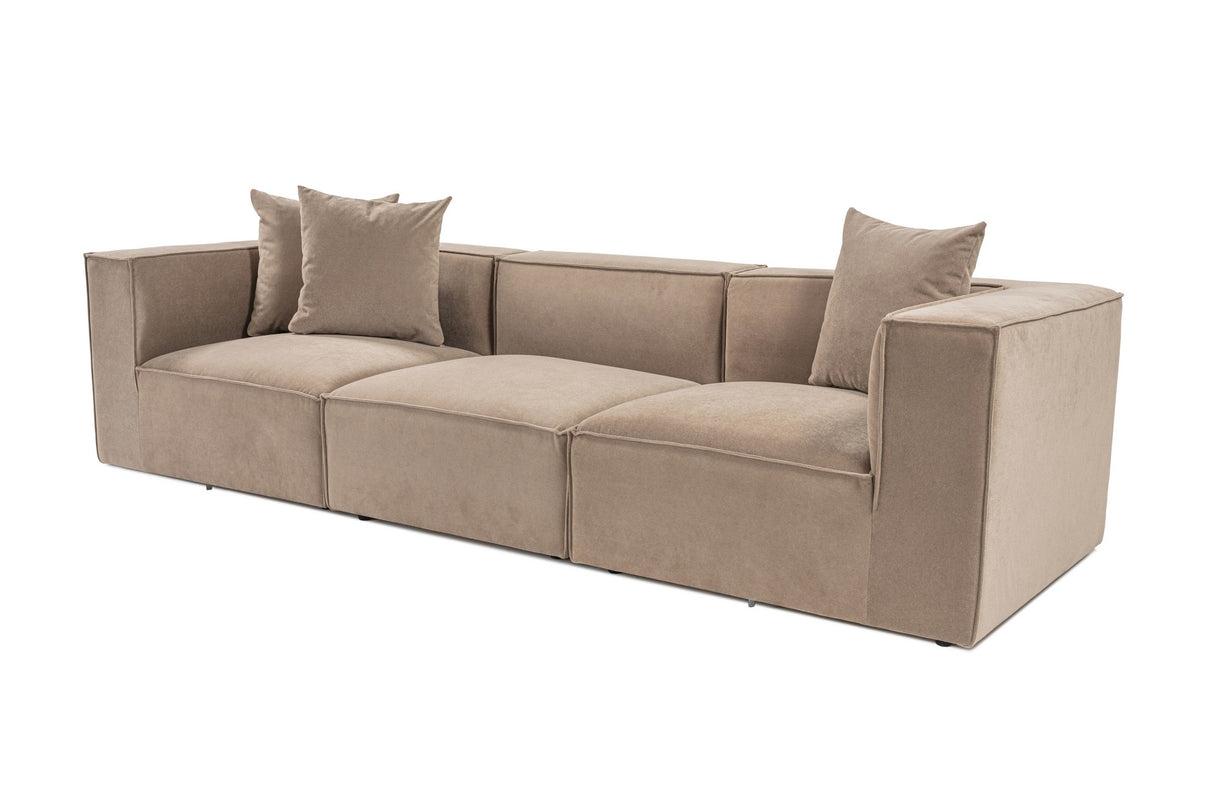 Modulares XXL 3-Sitzer-Sofa Sora 325 cm breit in Cappuccino-Leinen