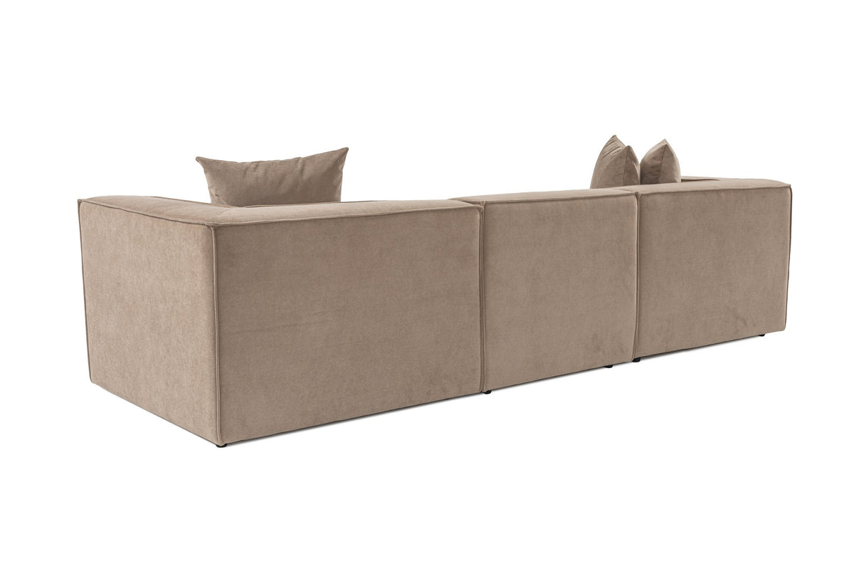 Modulares XXL 3-Sitzer-Sofa Sora 325 cm breit in Cappuccino-Leinen