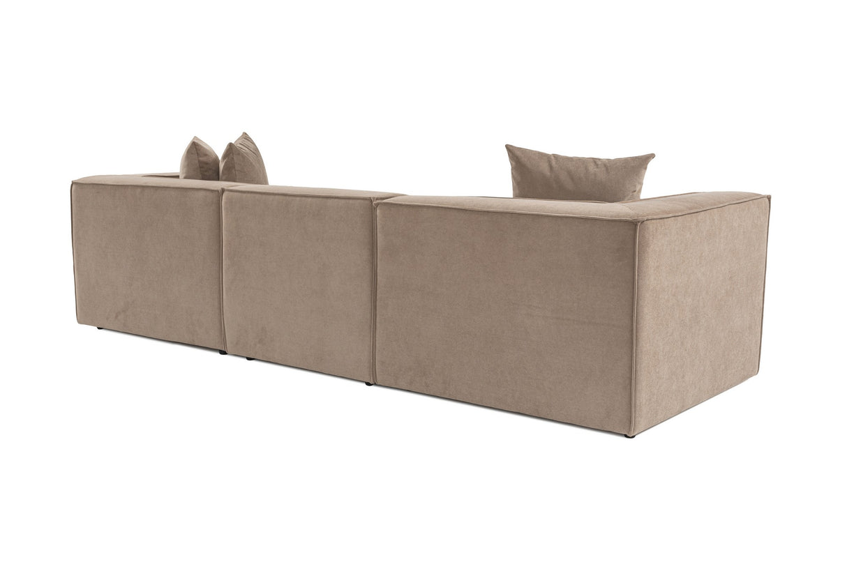 Modulares XXL 3-Sitzer-Sofa Sora 325 cm breit in Cappuccino-Leinen