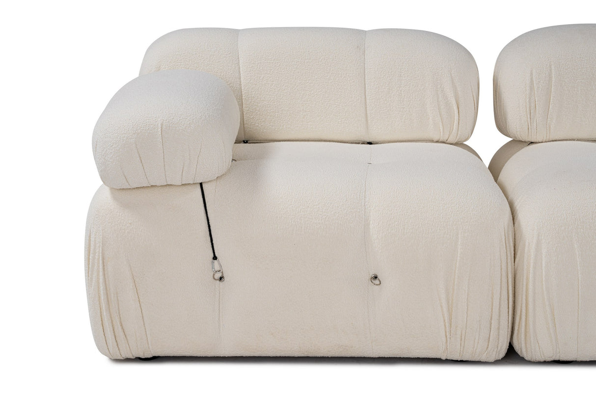 Modularer XXL Ecksofa Bubble mit Hocker - Bouclé Weiß