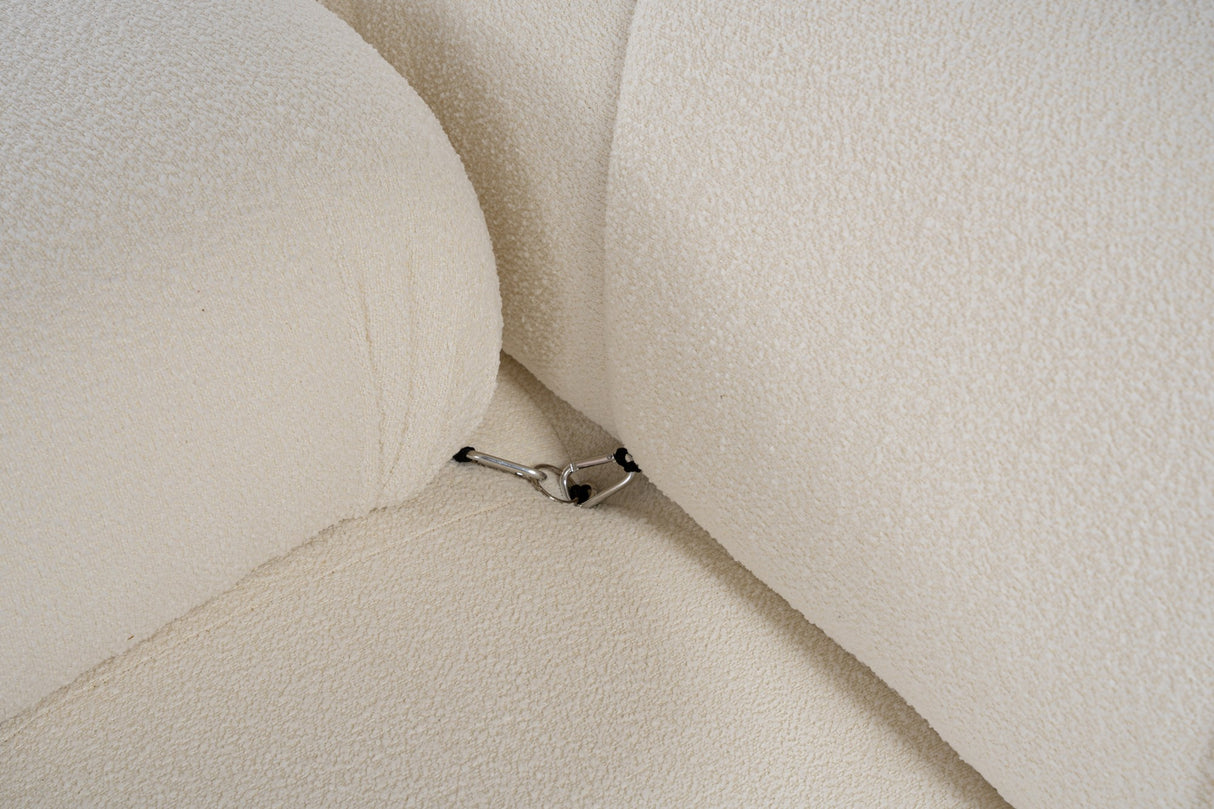 Modularer XXL Ecksofa Bubble mit Hocker - Bouclé Weiß